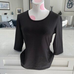 Mexx Casual Scoop Neck Elbow Sleeve Length Polyester Blend Top Black Sz M/L